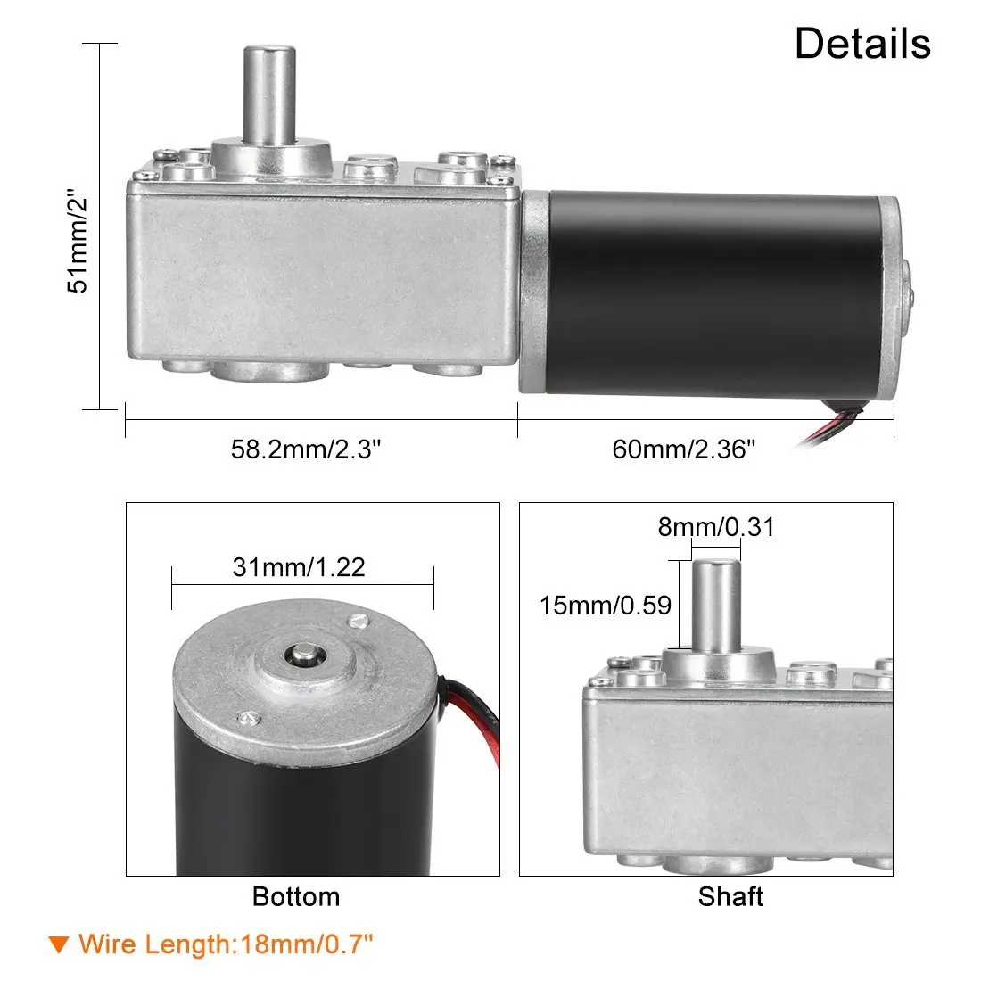 ASLONG DC 12V 16-470 об/мин червячный мотор-редуктор 60kg-cm Реверсивный высокий крутящий момент Скорость Уменьшить турбинный Электрический мотор редуктора 8 мм вал