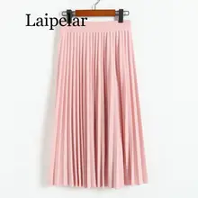 Laipelar весенняя и осенняя Новая модная женская плиссированная однотонная эластичная юбка средней длины с высокой талией