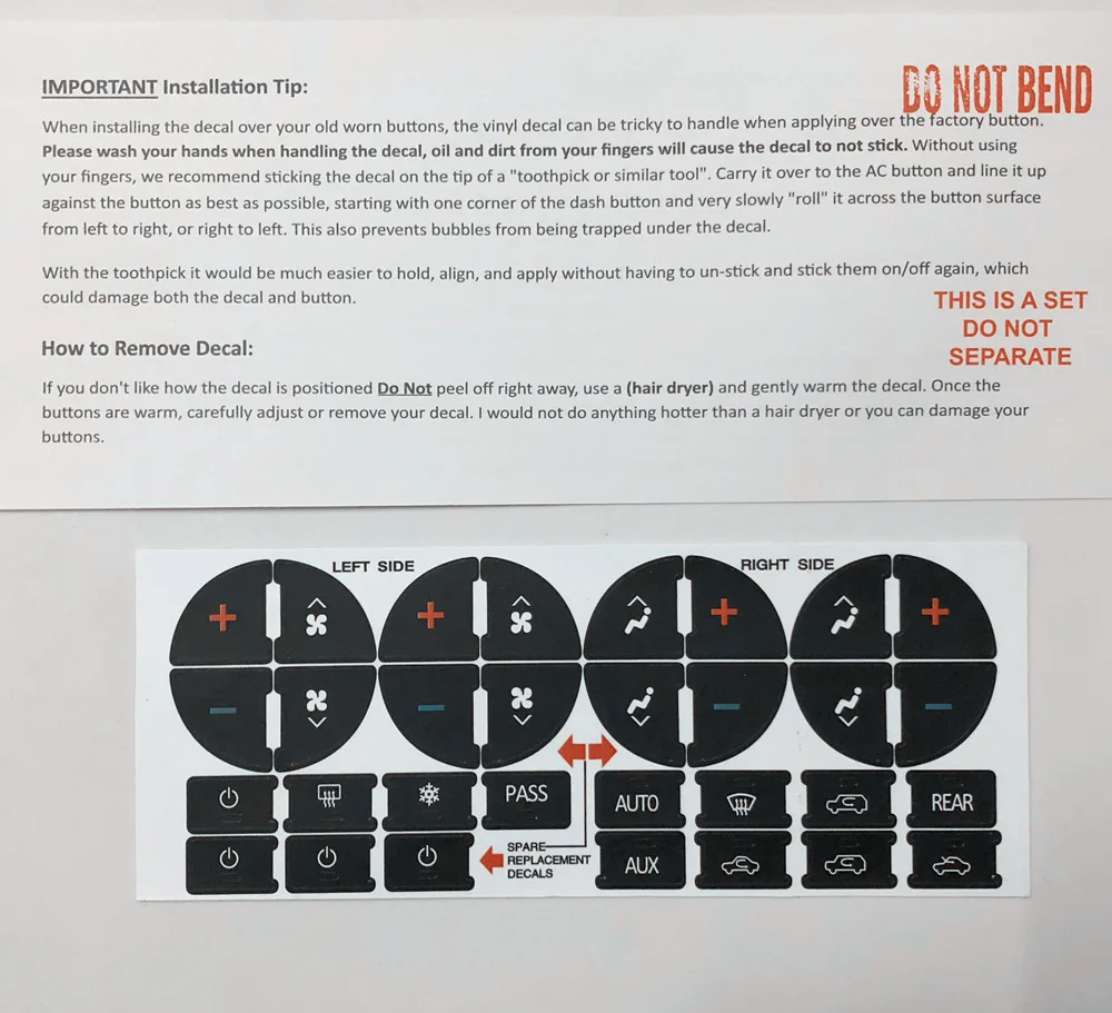 Hot sale sticker GM car button AC center control sticker Hot sale sticker GM car button AC center control sticker