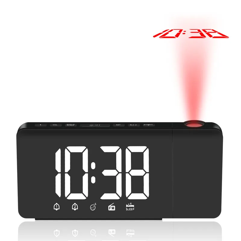 

2019 Alarm Clock Digital LED Alarm Clock Table Clock With FM Radio Snooze Time Backlight Projection Radio Bedroom Home Decor