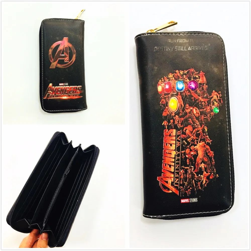 

New Arrivel Marvel Comics Avengers The Infinity Gauntlet Long Wallet Men's PU Leather Wallet Bi-fold Credit Card Wallets L074