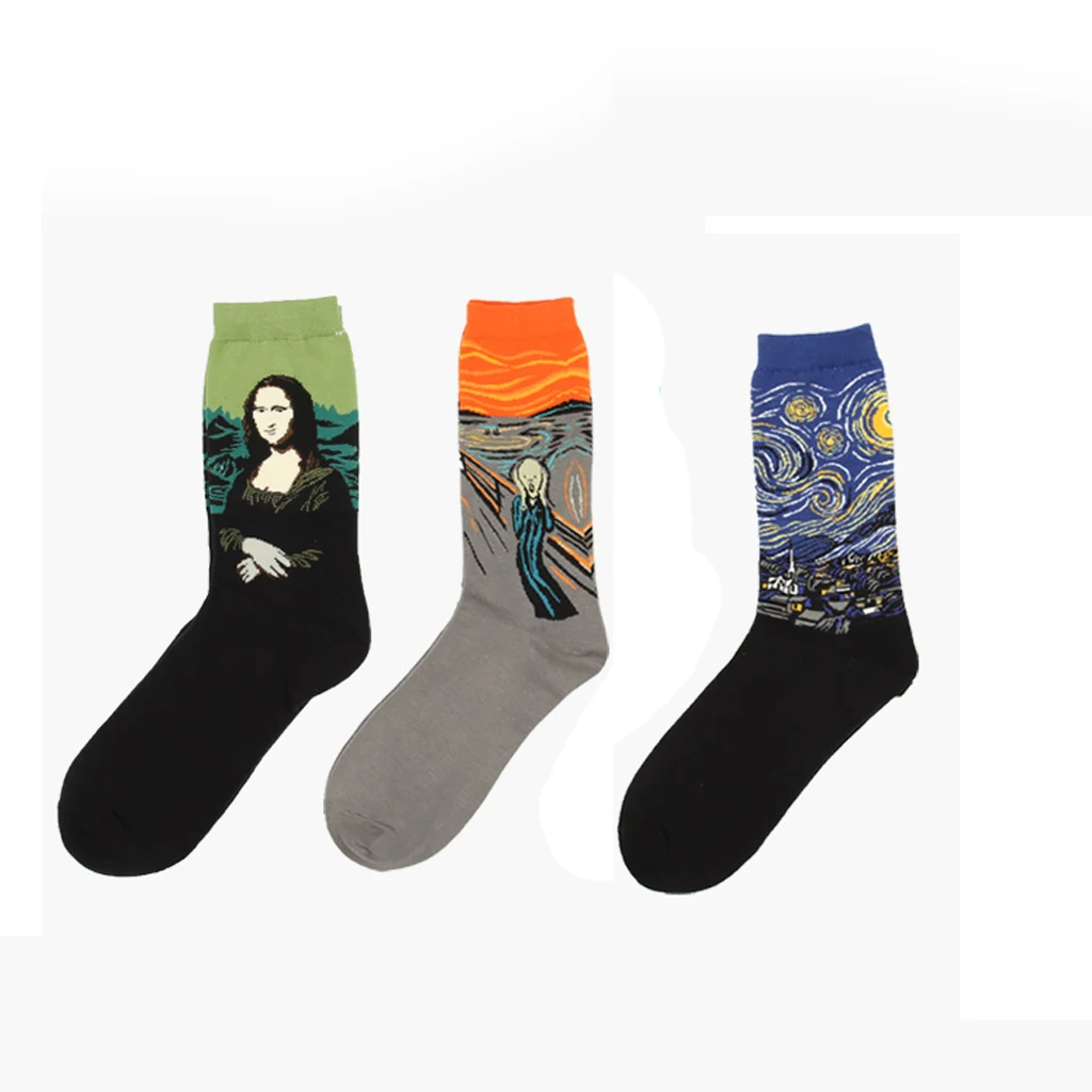 Men's Classical Painting Crew Socks Casual Mid-calf Length Socks #1