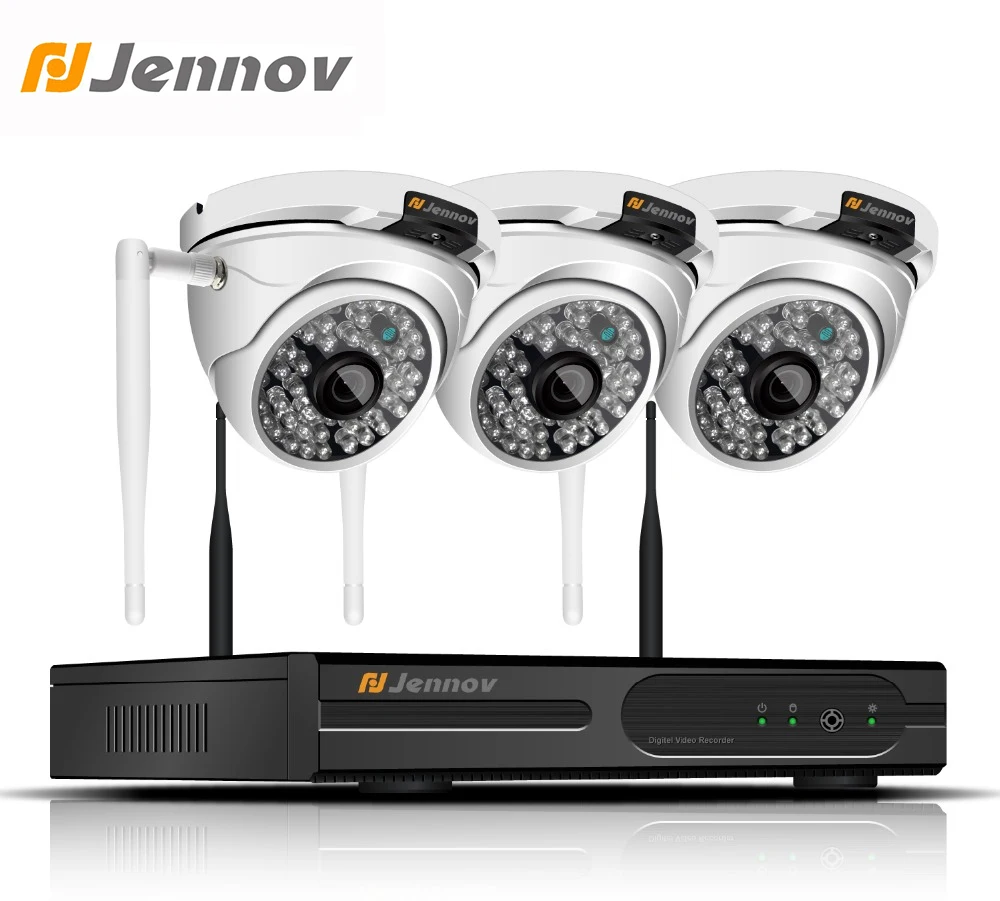 

Jennov 4CH HD CCTV Set 1080P 2MP Outdoor IP Camera Set Security Camera System Wireless Video Surveillance Kit WiFi NVR P2P