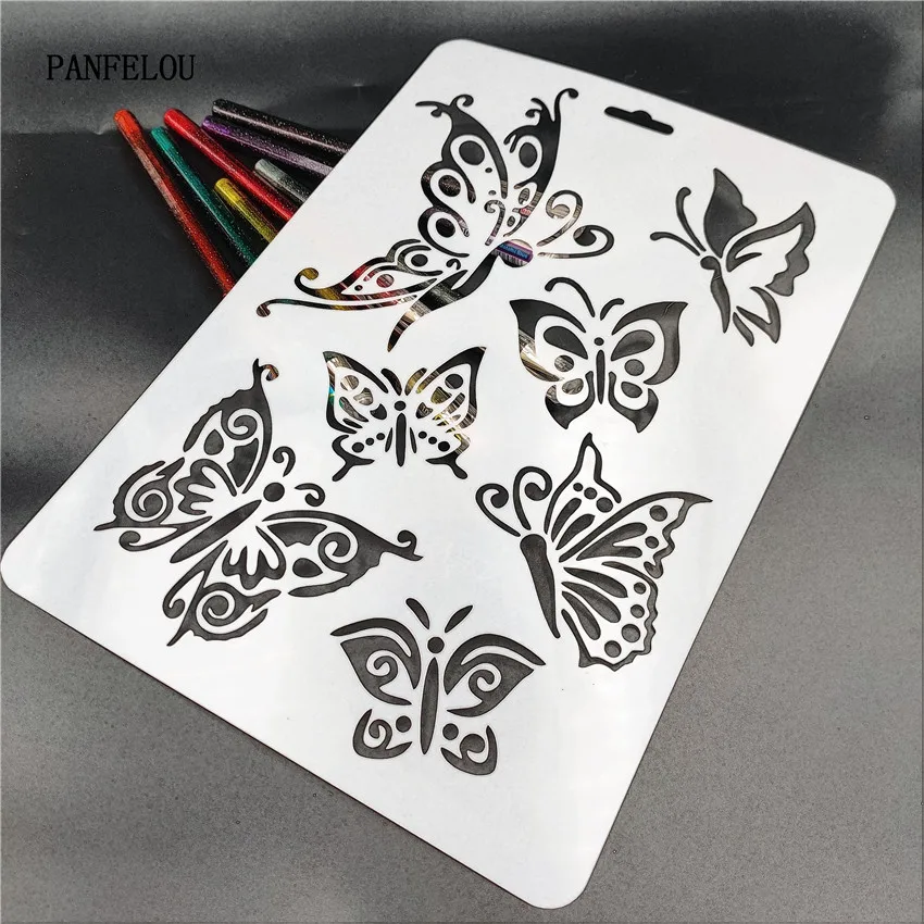 

Butterfly dance scrapbook stencils spray plastic mold shield DIY cake hollow Embellishment printing lace ruler valentine