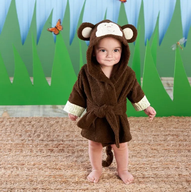Anyongzu/милое детское полотенце унисекс с животными, банный халат, одежда из чистого хлопка мультяшный халат подходит для детей от 3 до 5 лет