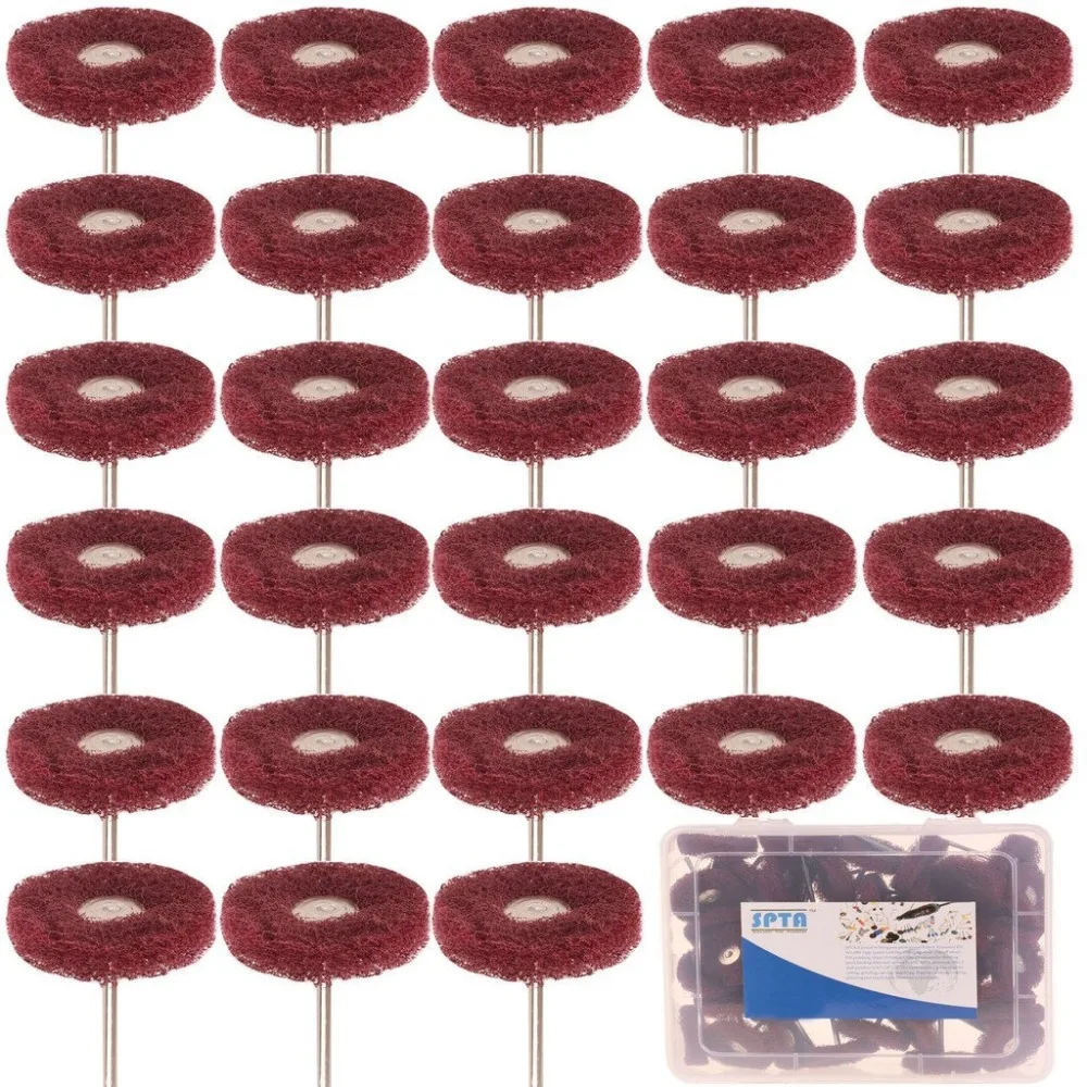SPTA 40Pcs 1 1/2" (38mm) Red 240 Grit Abrasive Buffing Polishing Wheels