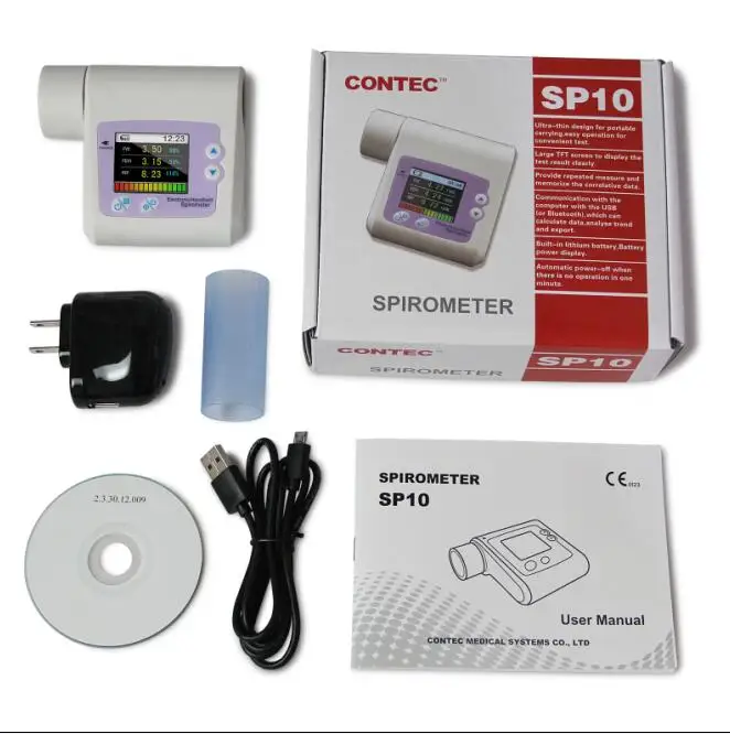 SP70B цифровой спирометр легкое объемное устройство дыхательные мундштуки FVC FEV - Цвет: SP10BT