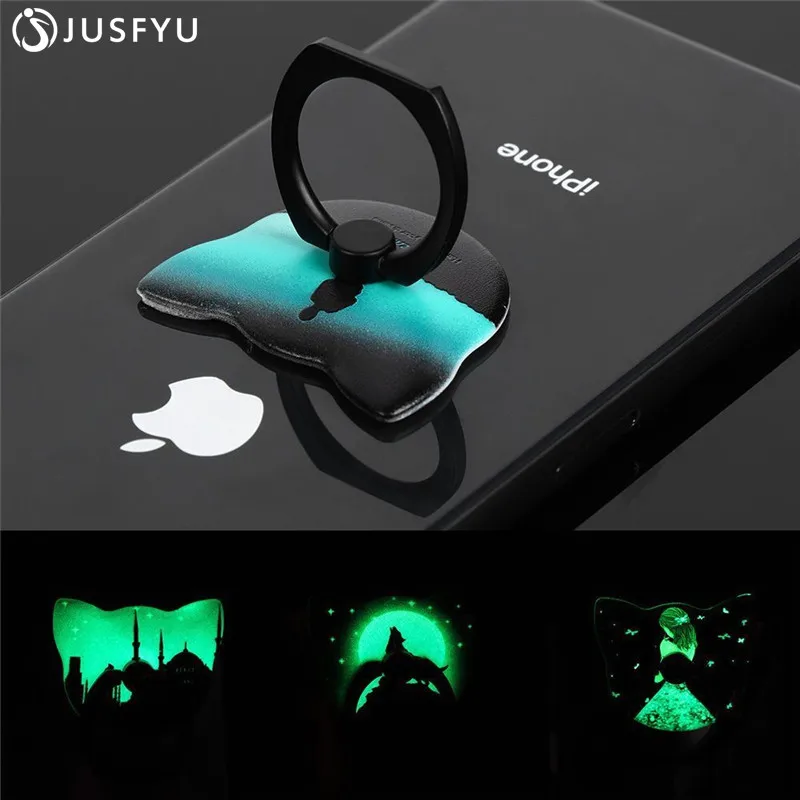 

JUSFYU Universal Luxury metal Luminous Bling Finger Ring Holder 360 Rotation Phone Stent Wolf Mobile Phone Holder Finger Stand
