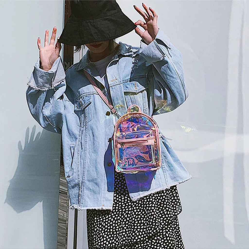

Fashion Girls solid jelly color PVC Transparent Jelly Versatile Shoulder Bag Student Bag with Interior Slot Pocket Satchels 30H