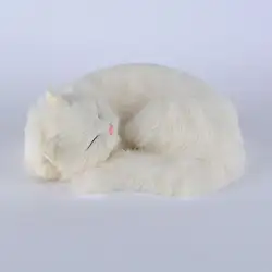 Симпатичные Моделирование Белый Кот Игрушка полиэтилена и меха Новый Спящая кошка кукла подарок 25x20x11 см 1304