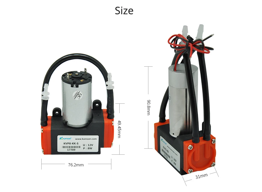 Kamoer KVP8 микро электрический диафрагменный воздушный/вакуумный насос с щеткой двигателя и двойной головкой