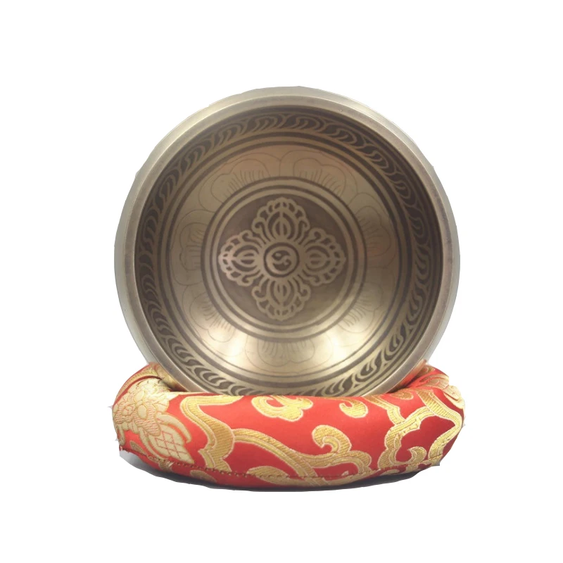 Tibetan Singing Bowl Set For Meditation , Chakra Healing , Yoga With Silk Cushion Wooden Mallet and Carrying Case