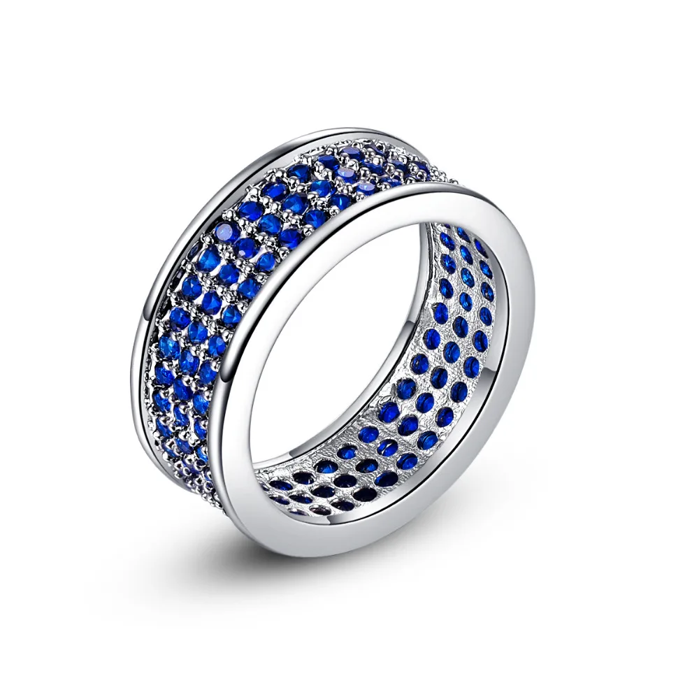 New Elegant Blue Cubic Ziconia Silver 925 Ring Unique Design Vintage Party Wedding Rings For Women Fashion Fine Jewelry Gift | Украшения и