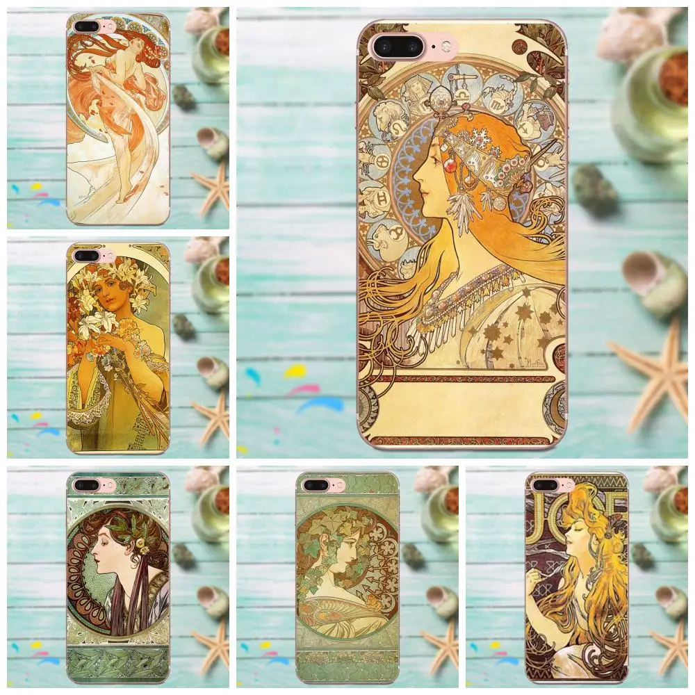 

Soft Silicone TPU Transparent Protective For Apple iPhone 4 4S 5 5C 5S SE 6 6S 7 8 Plus X XS Max XR Art Poster Alphonse Mucha