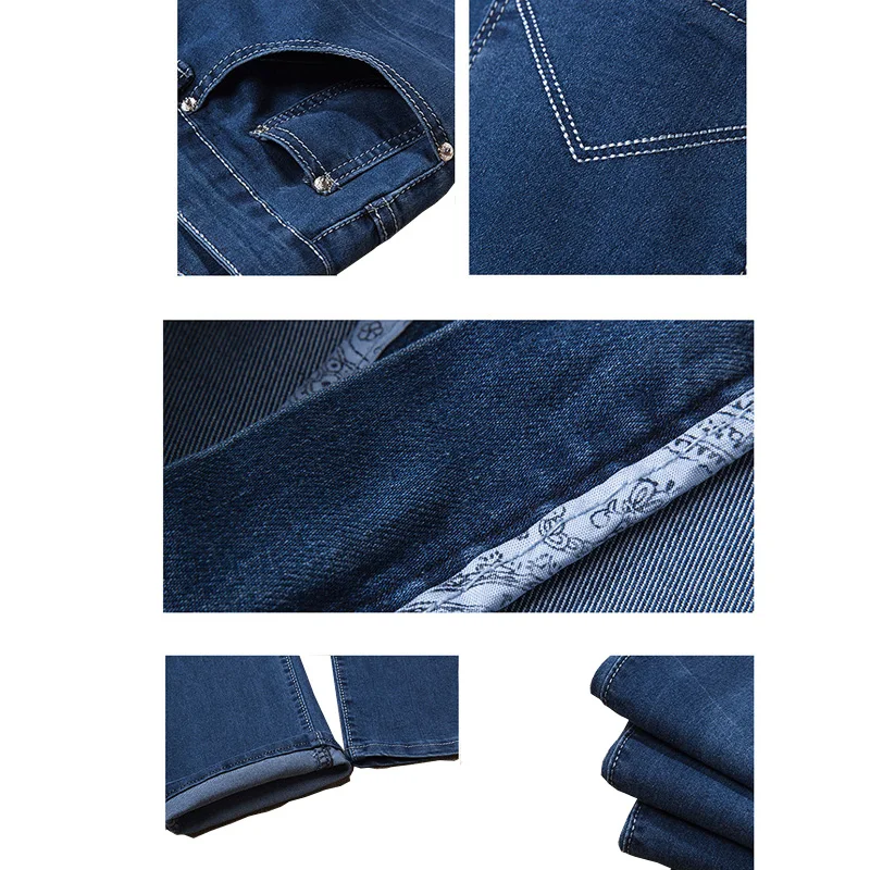 Потертые большие эластичные мужские джинсы талия плюс размер полная длина джинсовые брюки очень большие размеры 36 38 40 42 44 46 48