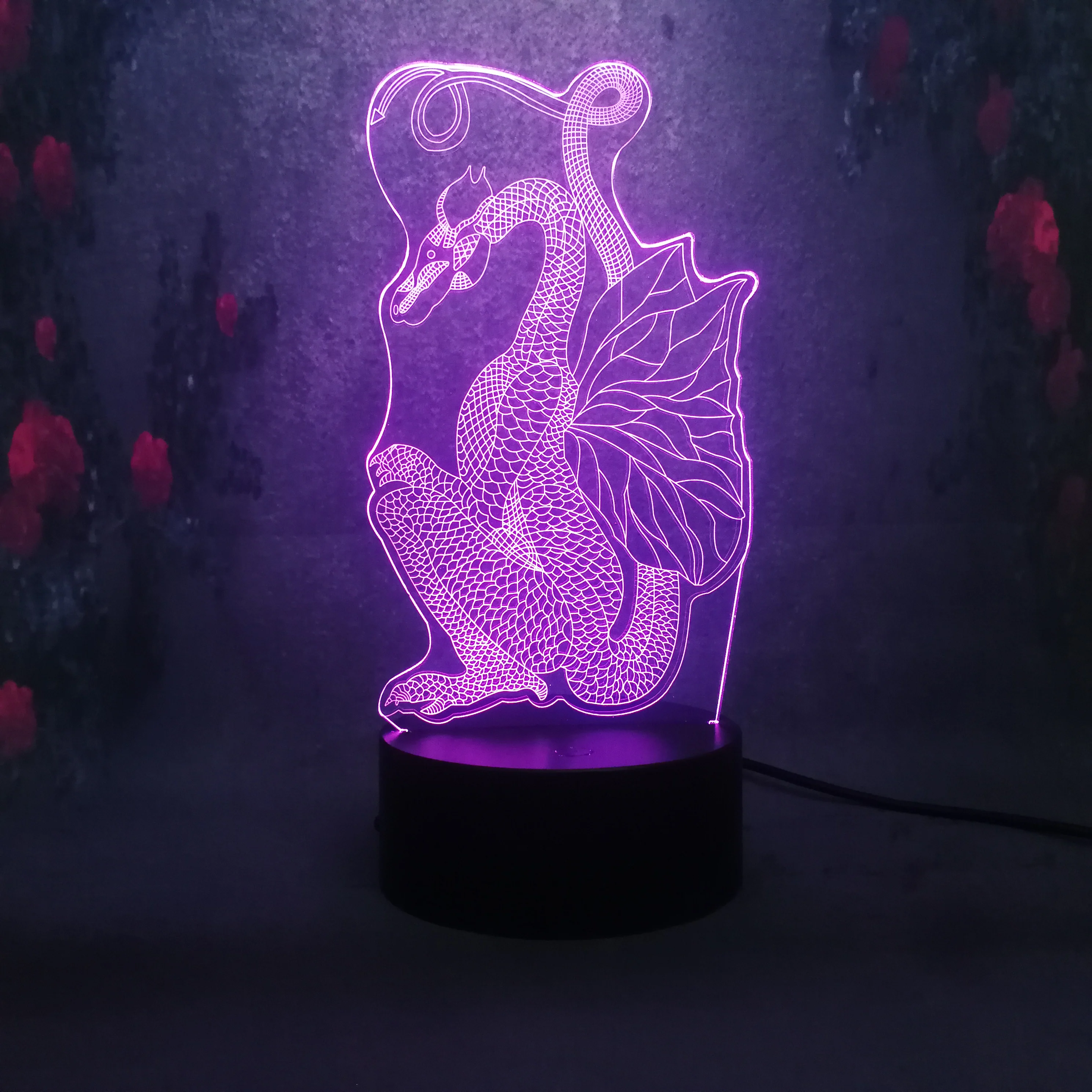 Papercut стиль дракон форма ночник 3D RGB зарядка многоатрибутная Светодиодная