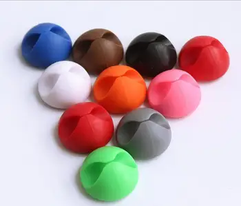 

5000pcs/lot Round Cable Holder Protector Management Device Organizer Finishing Desktop Plug Silicone Wire Retention Clips Winder