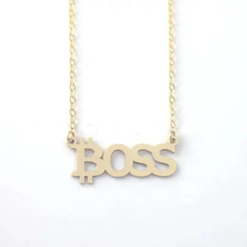

Personality Bitcoin Boss Necklace Newest Copper Link Chain Gold Colour Necklaces Jewelry Best Gift for Men And Women YP4003