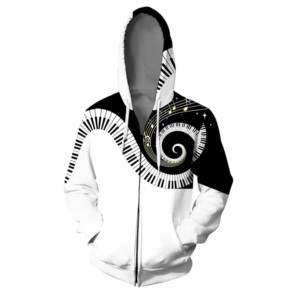 WAMNI Musical Note 3D Print Hooded Sweatshirt Harajuku Piano Fashion Autumn Novelty Hight Street Hoodie Long Sleeve