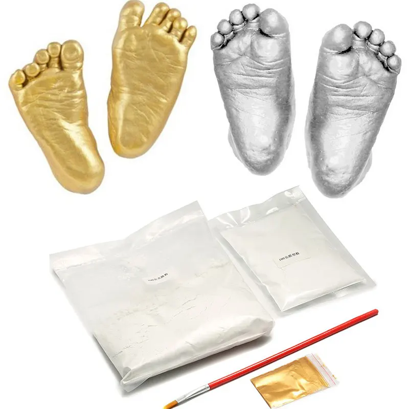 Buy Gold Silver Color 3D Plaster Handprints Footprints
