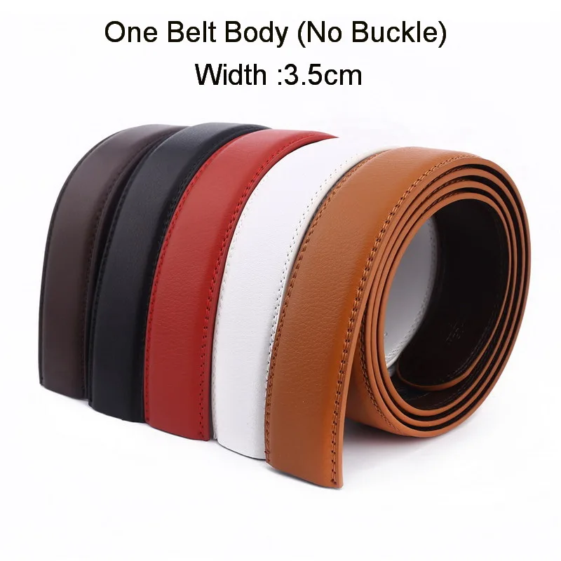 

30PCS No Buckle Designer Mens Belts Body 3.5cm Wide Cowskin Genuine Leather High Quality Men Automatic Belt Body