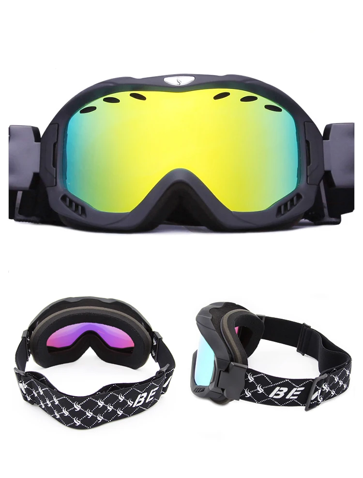 Benice лыжные очки двойные линзы противотуманный, сферический профессиональные очки маска для мужчин и женщин катание на лыжах Сноубординг очки