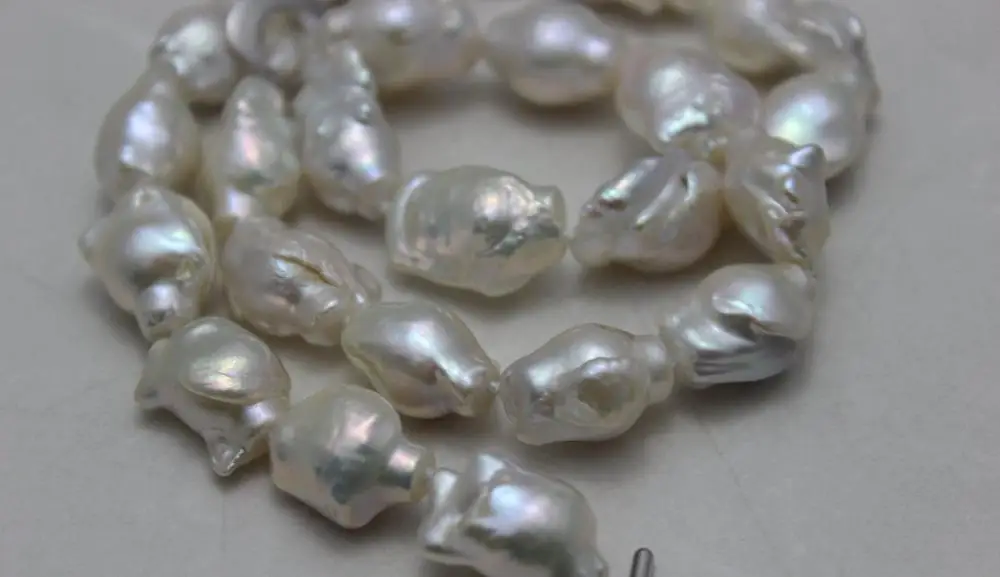 

White keshi pearl freshwater pearl necklace 11x19mm-17x21mm 18"nec002