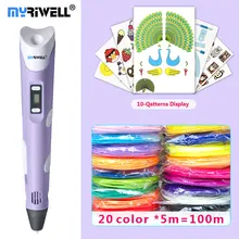 myriwell 3d pen 3d pens,LED display,20x5mABS/PLA Filament,Best Gift for Kids 3 d pen-3d magic pen 3d model Smart 3d printer pen