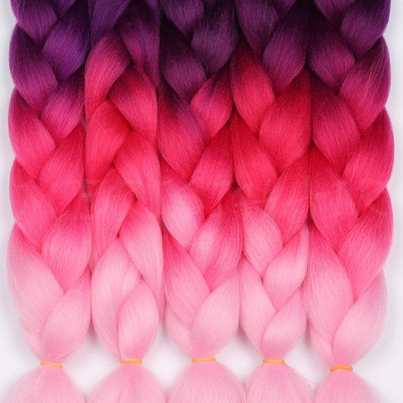 

MERISIHAIR Jumbo Braids Long Ombre Jumbo Synthetic Braiding Hair Yellow Pink Purple Gray Hair Extension Crochet Hair