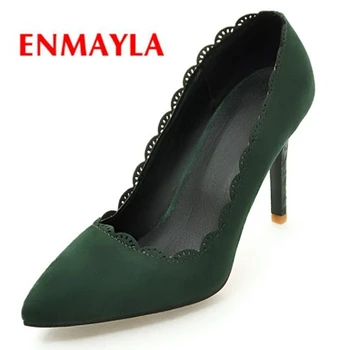 

ENMAYLA Hot Selling Cow Suede Pointed Toe Dress Fashion Shoes 2019 Women Pumps Basic High Heel Shoes Size 34-43 LY1094