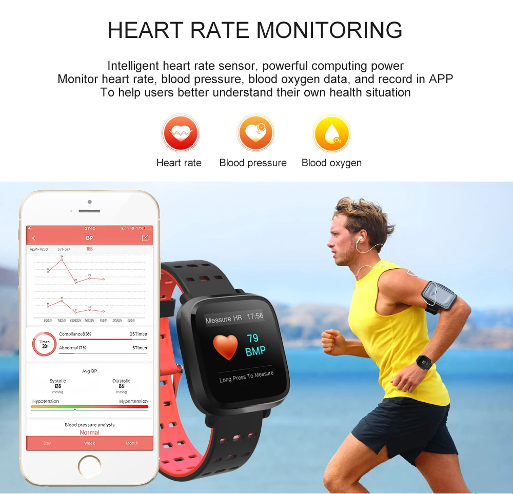 Torntisc Y8 Fitness Bracelet IP67 Waterproof support Multi-sports modes Blood Pressure oxygen monitoring Heart Rate smart band for Men women (7)