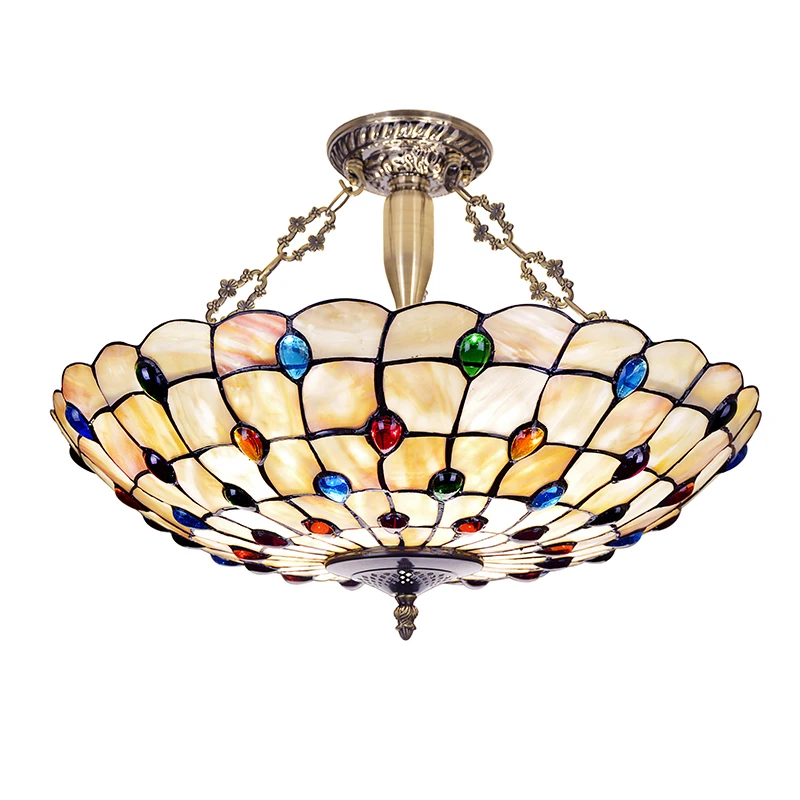 Us 73 15 45 Off European Tiffany Ceiling Light Retro Shell Mediterranean Sea Pastoral Kitchen Bar Living Room Luminaria Teto Ceiling Lamps In