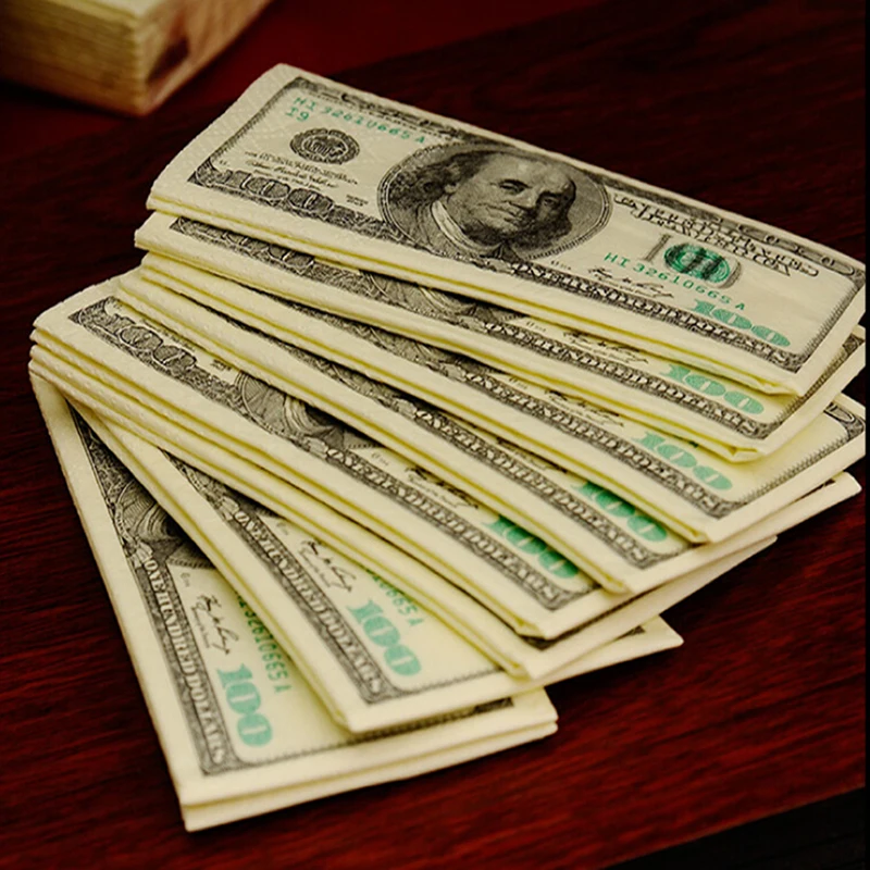 Доллар$100 банкноты карманные салфетки из шелковистой бумаги Шутка Подарок 4 июля вечерние казино