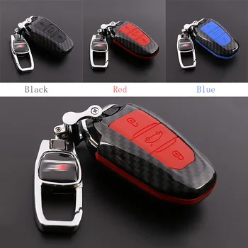 

ABS Carbon Fiber Shell+Silicone Cover Remote Key Holder Fob Case&KeyChain For Citroen Series