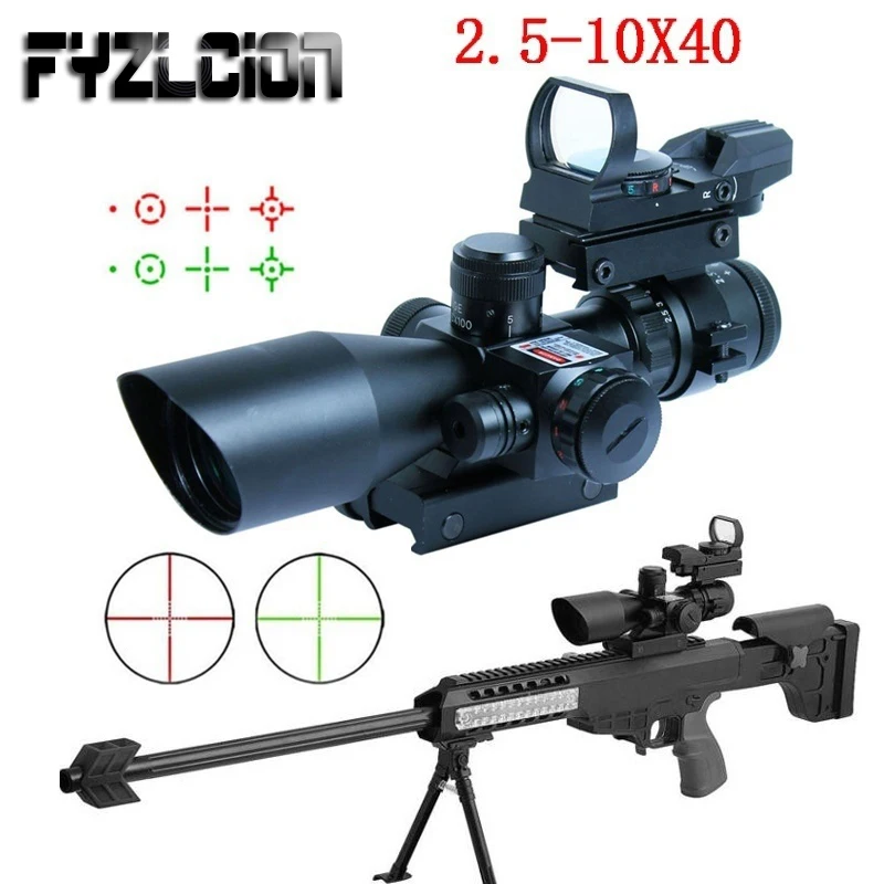 

2.5-10x40 Tactical Rifle Scope Outdoor Hunting Accessories Mil-dot Red Green Illuminated Red Laser Mount Rifle Scope