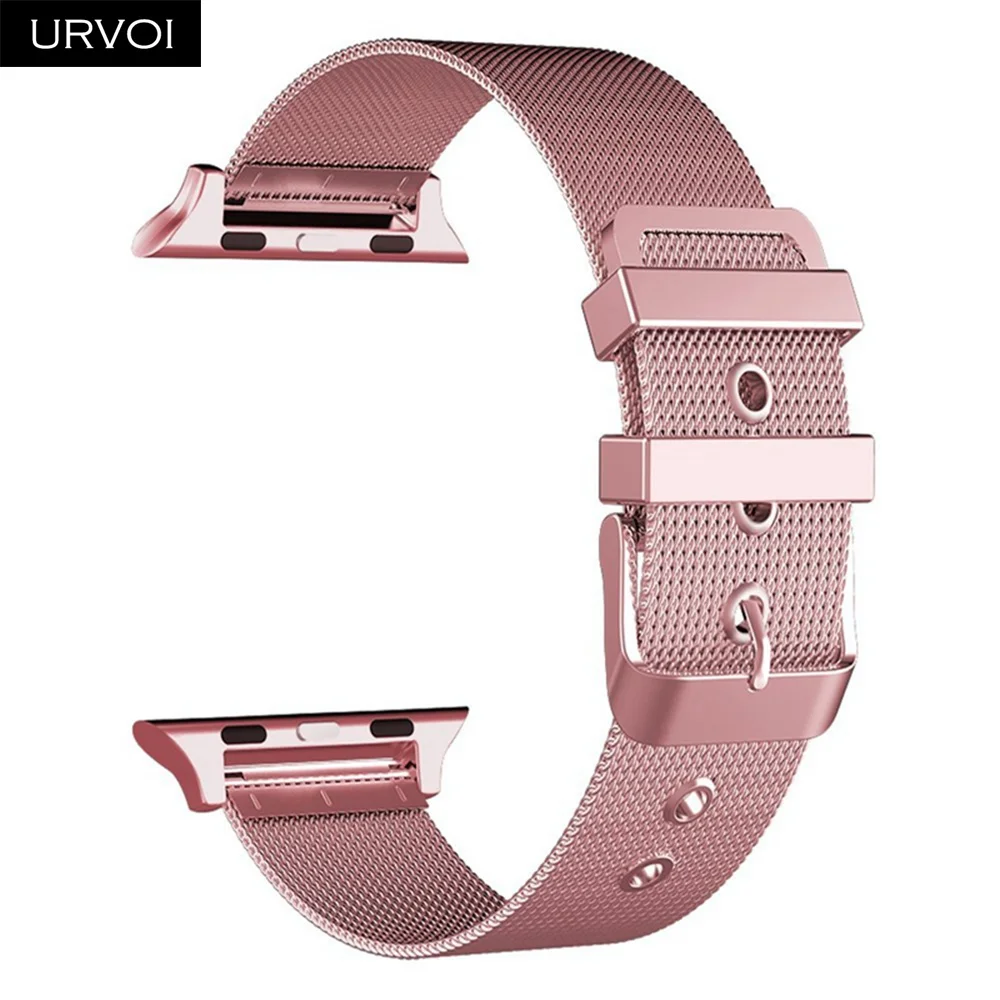 URVOI milanese для Apple Watch Series 4 3 2 1 ремешок для iwatch link браслет Пряжка из нержавеющей стали с адаптерами 40 мм 44 мм - Цвет ремешка: Pink Gold
