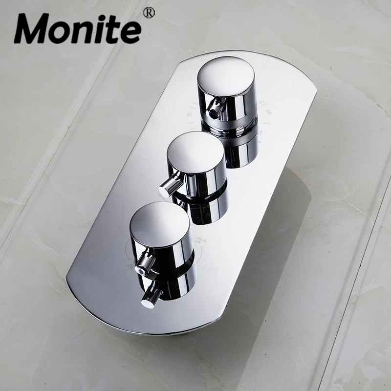 

Monite Thermostatic Shower Faucets Valve Wall Mount Bathroom Shower Mixing Valve Mixer Tap 4 Ways Bath Shower Faucet Mixer Valve