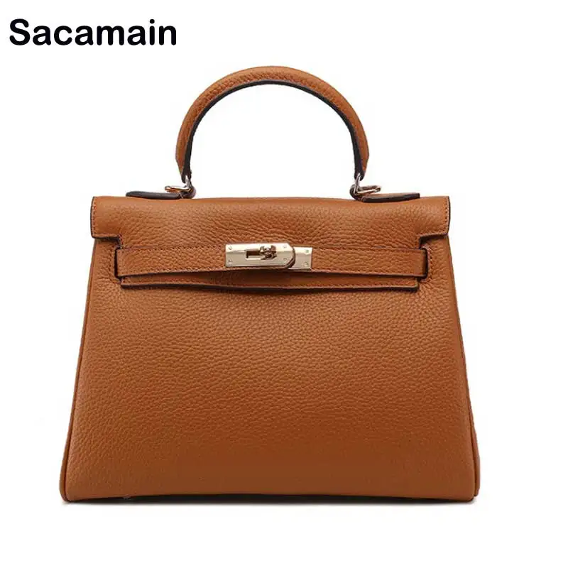 Sacamain العلامة التجارية النساء حقائب يد جلدية حقيبة يد فاخرة حقائب النساء ملابس علوية مميزة-حقائب بيد جلد البقر حقيبة كتف مع حزام Sacamain العلامة التجارية النساء حقائب يد جلدية حقيبة يد فاخرة حقائب النساء ملابس علوية مميزة-حقائب بيد جلد البقر حقيبة كتف مع حزام