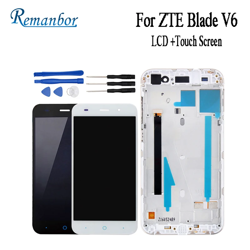 

Remanbor For ZTE Blade V6 LCD and Touch Screen With Frame Assembly Repair Parts for ZTE Blade V6 Phone +Black+Tools