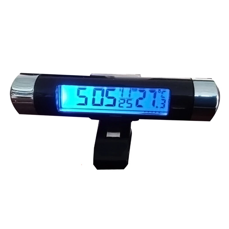 

High Quality Clip on Car LCD Digital Display Thermometer Blue Light Backlight Month Date Electronic Thermometer Clock
