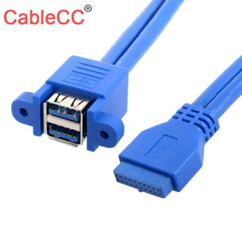 

10pcs/lot CY Motherboard 20Pin to Stackable USB 3.0 Female Panel Type Dual Ports Header Cable 50cm