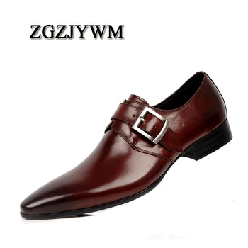 

ZGZJYWM EU38-44 Spring/Autumn Fashion Men's Commercial Formal Genuine Leather Pointed Toe Office & Career Men's Sapatos Shoes