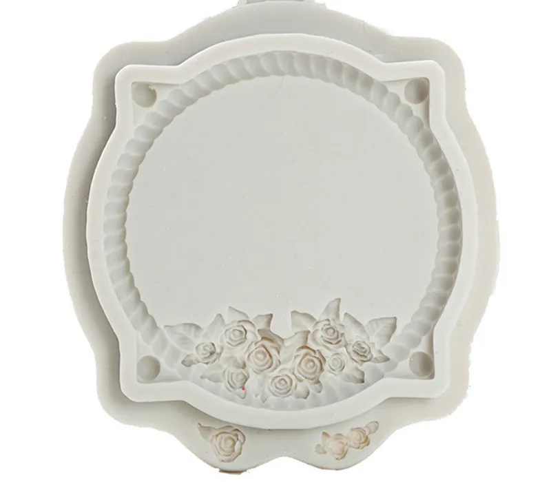 European Vintage Frame Cake Fondant Mold Flower Relief Border Silicone Mould Candy Molds Cupcake