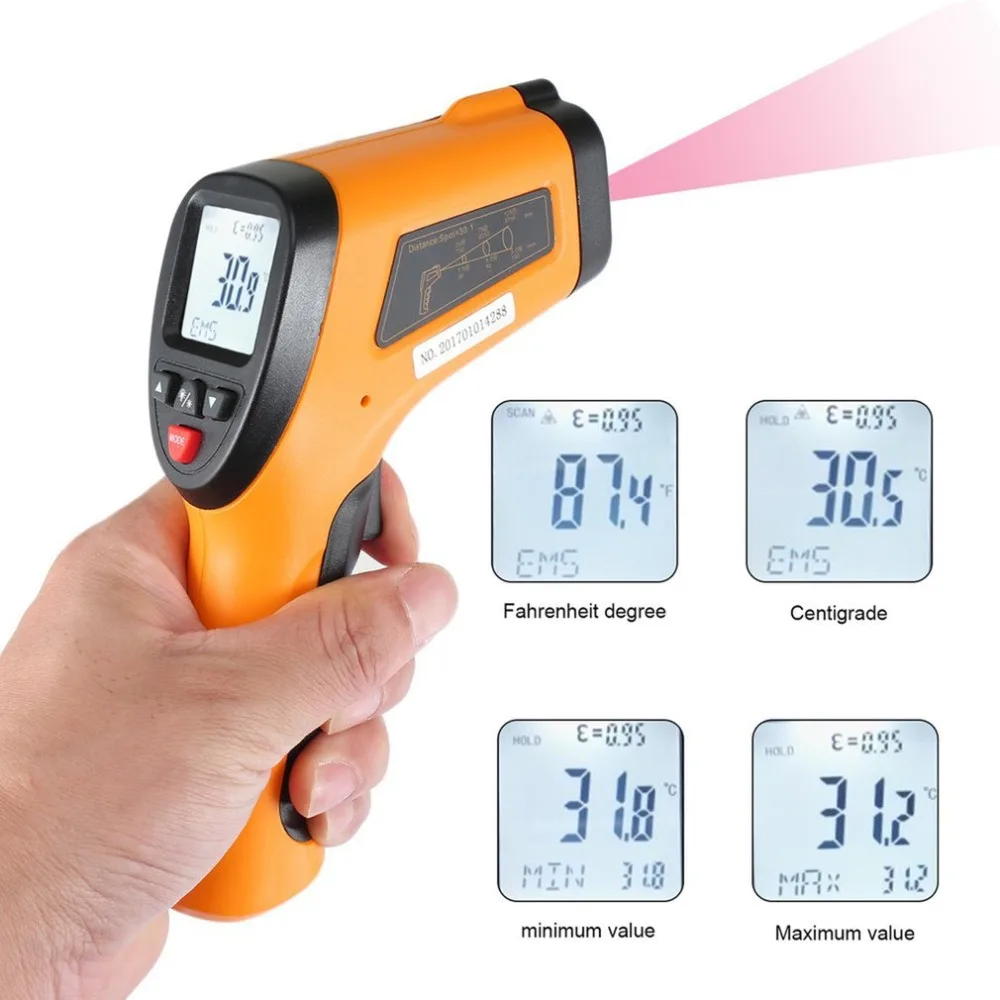 

HT-868 Precise High Temperature Infrared Thermometer With Type K Input Laser And Backlight Range -50 To 1050 Degree Celsius