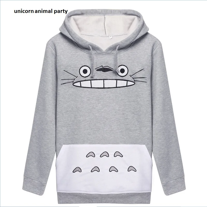 

Amazon Totoro Cartoon Printing Loose Coat Jacket Long Sleeve Even Hat Pullover Woman 1335