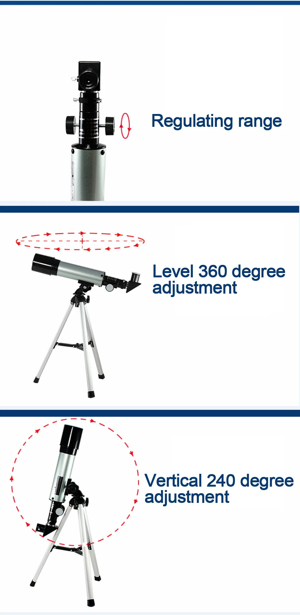 Outdoor Monocular Space 360 degrees Spotting Scope 50mm telescopic Astronomical Telescope With Portable Tripod 