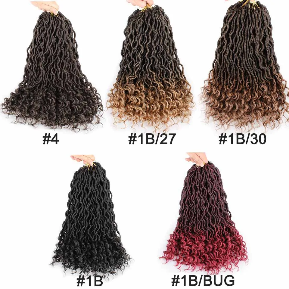 Xtrend Synthetic Crochet Braids Faux Locs Curly Crotchet Hair Extensions Meche Dreads 18inch Goddess 1 to 10 Packs