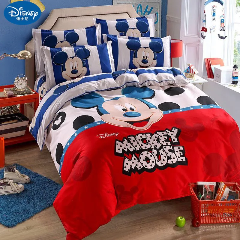  Disney Mickey mouse Bedding Set Duvet Cover pillowcase Minnie mickey cartoon Children bed set Home 