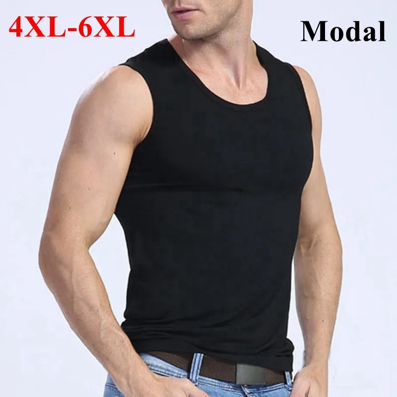

Large Size 5XL 6XL Modal Undershirt Men Gray White Black O Neck Sleeveless Simple Casual Comfortable Mens Undershirt