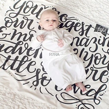 Детские хлопковые пеленки для одеяльца для новорожденных, черно-белое газовое банное полотенце с буквами, мягкий сон-TZ